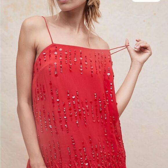 Crystal Clear Free People Red Fringe Sequin Dress Size XL - Picture 3 of 5